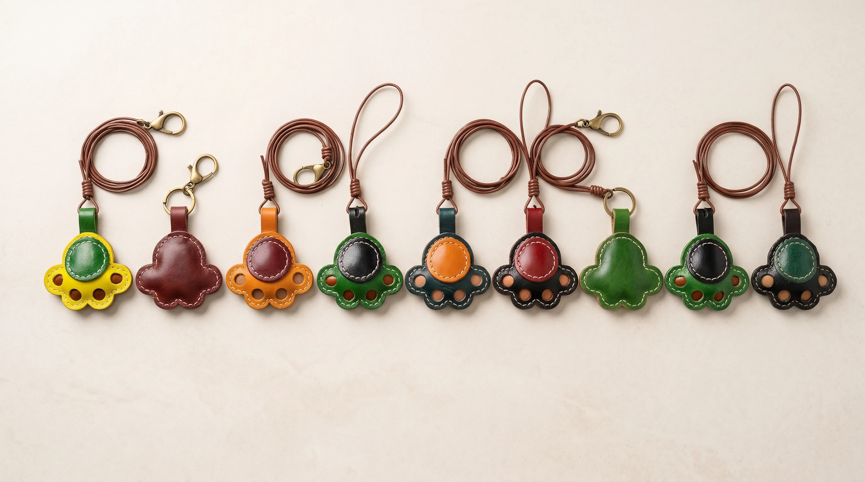 Lucky Paw handmade leather pendant color lineup